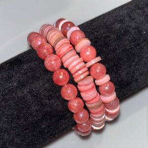 3 For $10 SALE Chic Pink Beaded Bracelet Trio